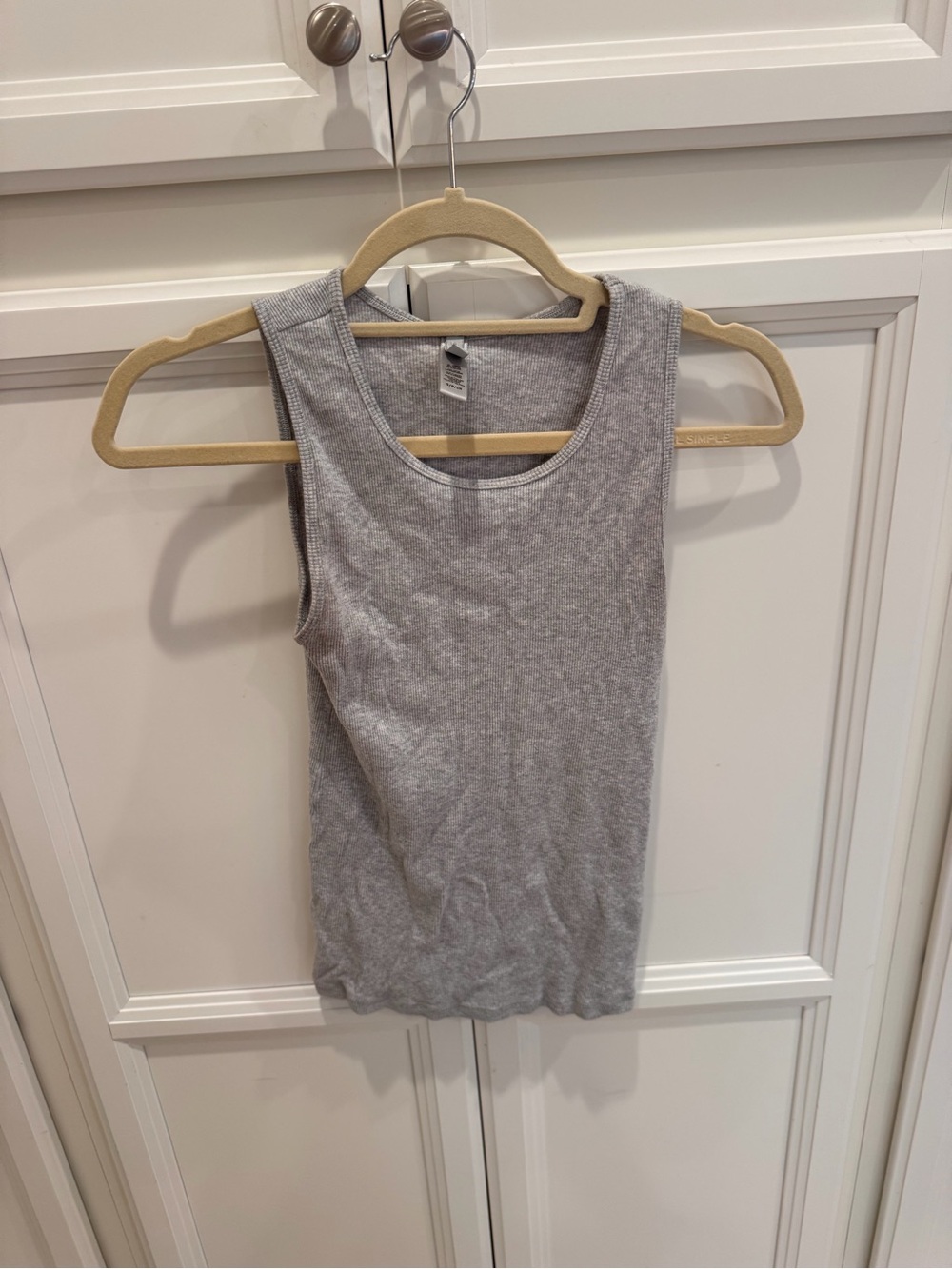 SKIMS Gray Ribbed Tank Top - Sleeveless Scoop Neck